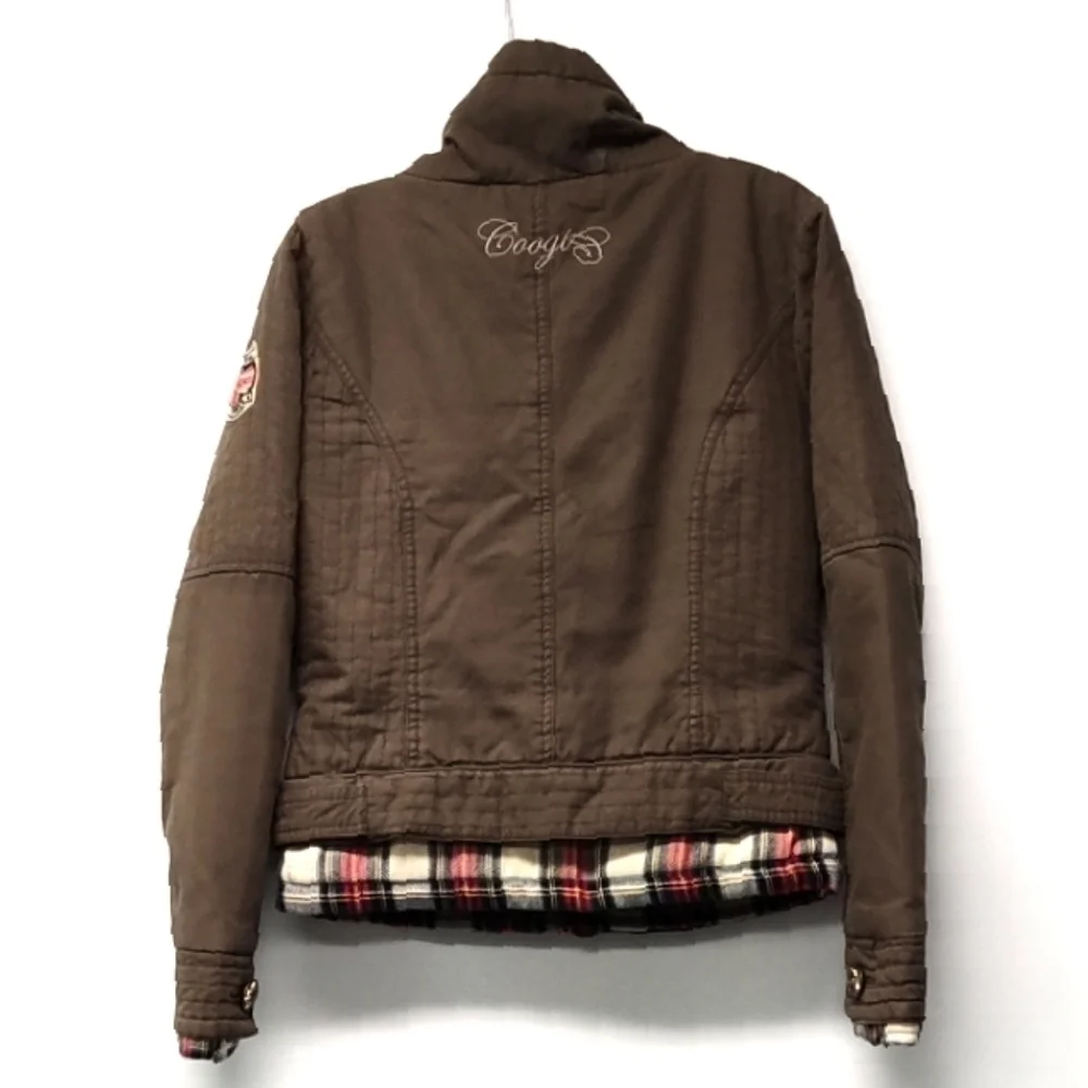 Coogi Brown Quilted Jacket w/ Plaid Lining – Size S